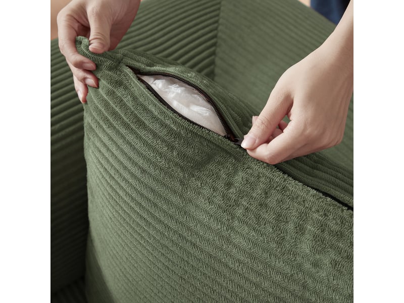  Canapé convertible lit 1 place vert avec rangement intégré tissu velours et mousse 195x89x59 cm  - Conforama E