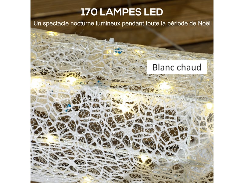  Renne et traîneau lumineux de noël avec 170 led blanc chaud, 50x29x42cm, décoration de noël pour intérieur et extérieur  - Conforama A
