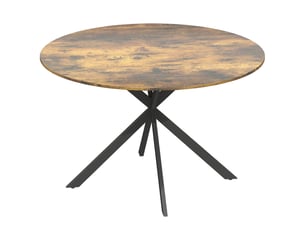 Table de salle à manger pour 4 personnes avec pieds en acier croisés, marron rustique, diamètre 120 cm