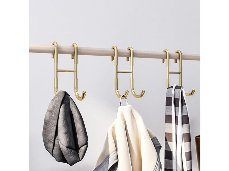  6 crochets de douche en forme, derrière la porte, cintre de salle de bain en acier inoxydable, installation sans perçage, noir  - Conforama C