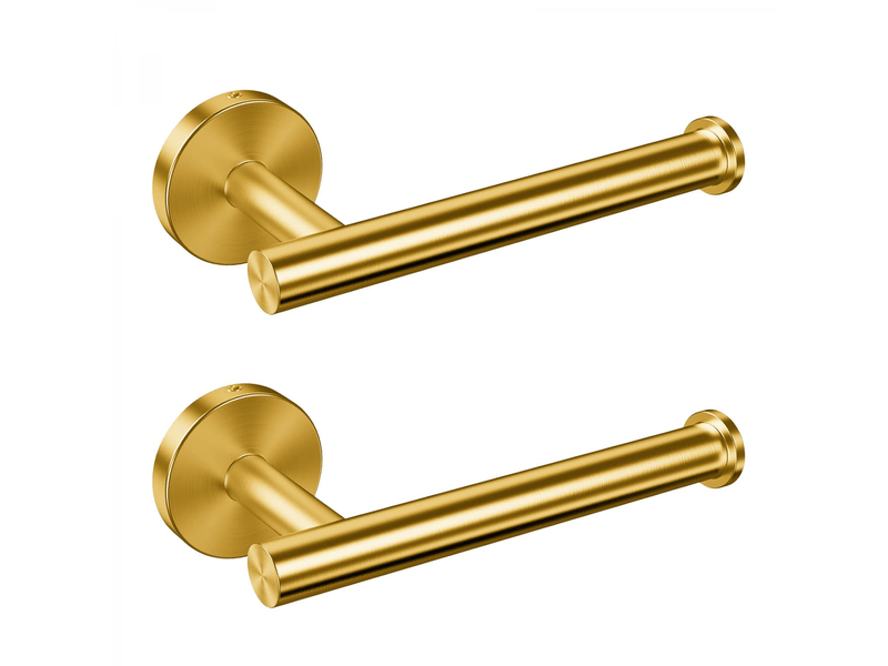  Porte-serviettes et porte-rouleau de toilette en acier inoxydable perforé pour salle de bain ou cuisine - support mural (lot de 2,doré)  - Conforama A