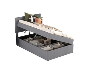 Lit coffre 90x200 cm HAVRYA   coloris gris