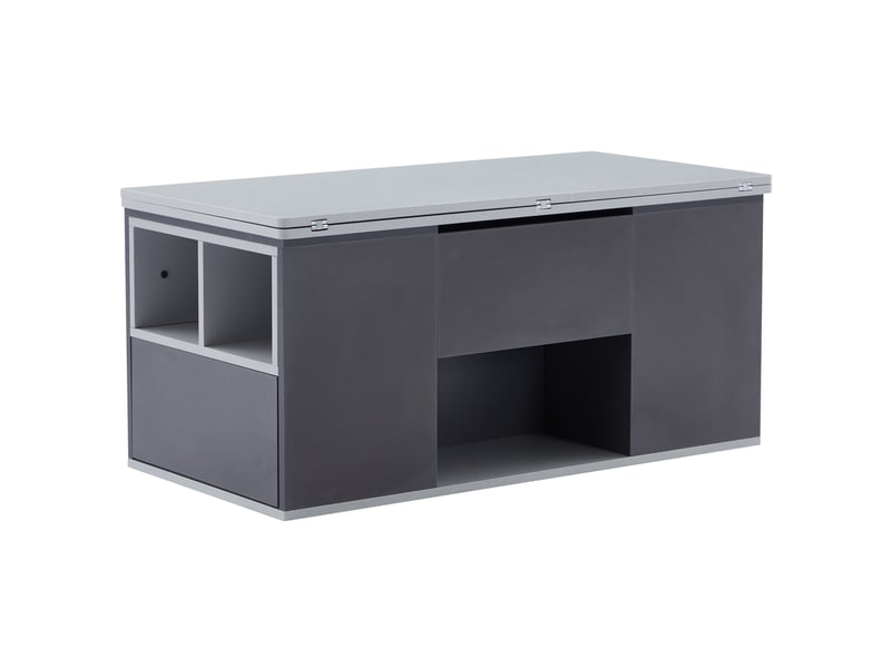  Table basse 2-en-1 réglable en hauteur 100x51x47 cm en panneaux de particules gris  - Conforama A