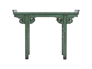 Console d'entrée verte en bois 127x33x95 cm h