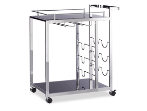 Desserte de cuisine chariot de service 75 x 40 x 70 cm avec casier à vin design moderne en métal noir 13_0018056