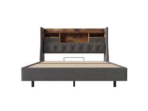 Lit avec rangement 160x200 cm <strong></strong>  <strong></strong> coloris gris