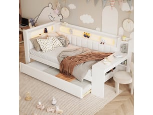 Lit banquette 90x200 cm <strong>SAPGAKS</strong> <strong></strong> coloris blanc