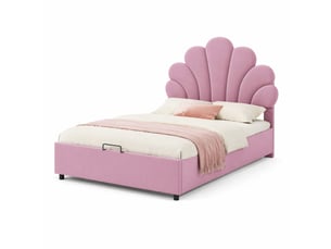 Lit coffre ulevr 90 x 200 cm avec rangement hydraulique, tête de lit réglable, velours rose