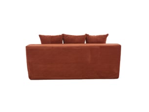 Canapé modulable 2 places orange en velours côtelé avec rangement latéral et portes-gobelets