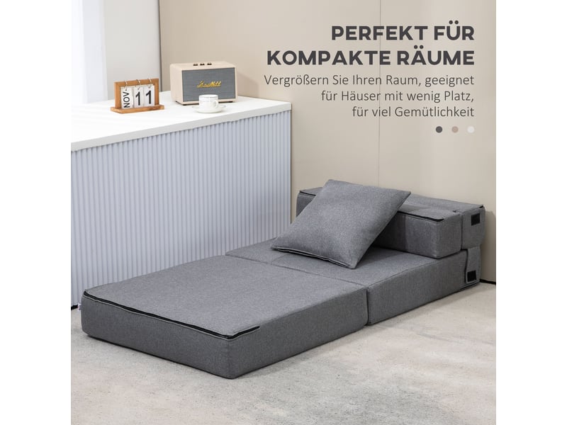 Fauteuil convertible 2 en 1 gris foncé, pliable, coussin lavable, fauteuil-lit pour salon, chambre ou bureau - Conforama B