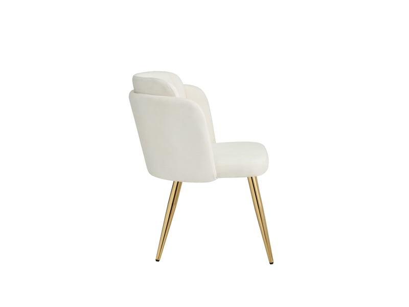 Lot de 6 chaises de salle à manger modernes 58.5x62x78cm - chaise rembourrée - pieds de chaise réglables en hauteur - blanc et doré - Conforama E