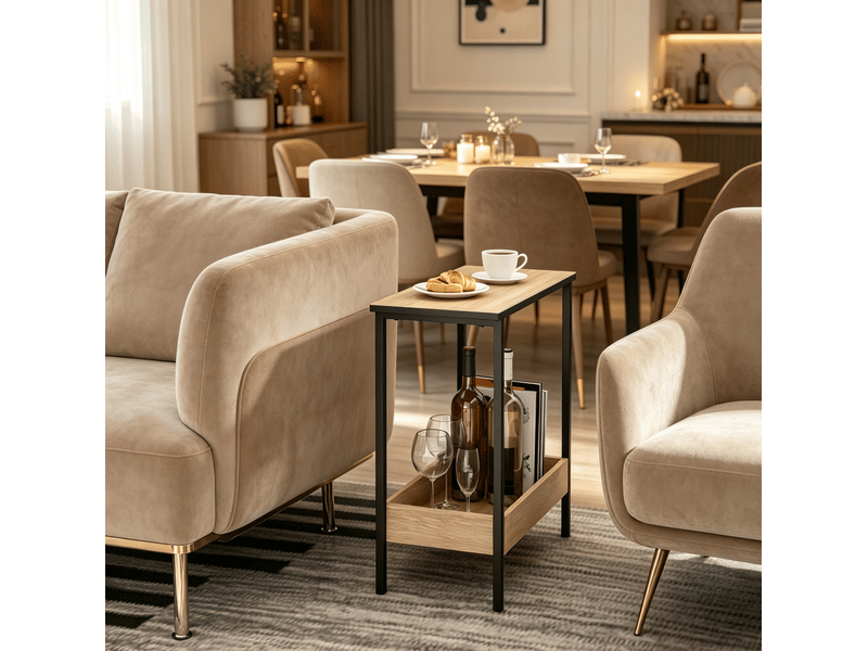  Table basse avec 2 niveaux de rangement, étagère à rebords, structure métal, pour salon et entrée 50 × 25 × 55 cm  - Conforama B