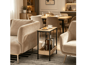 Table basse avec 2 niveaux de rangement, étagère à rebords, structure métal, pour salon et entrée 50 × 25 × 55 cm