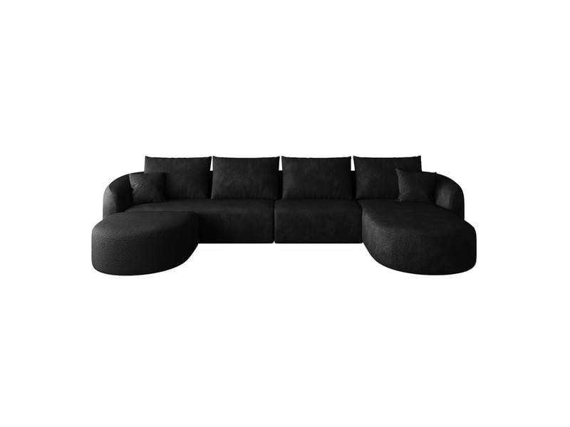  Canapé d'angle en u 6 places en tissu noir, modulaire sans montage, confort moelleux pour salon  - Conforama A