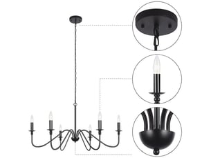 Lustre industriel, 6 lumières suspension luminaire industrielle lustre salle à manger, e14
