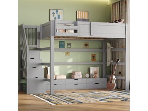 Lit mezzanine 140x200 cm coloris gris