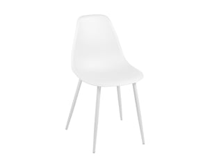 Lot de 4 chaises de cuisine nova blanches avec assise en plastique et pieds métal