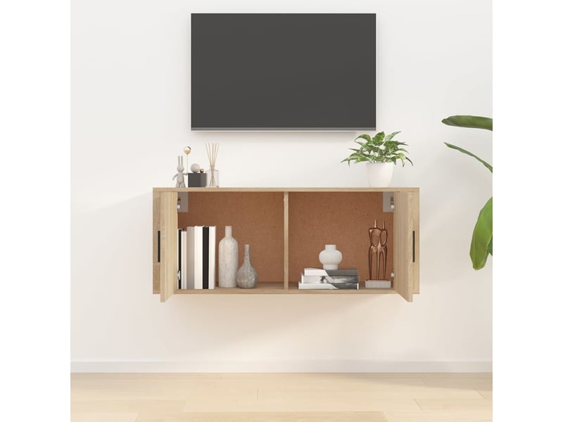  Meuble tv - banc tv - meuble de rangement mural chêne sonoma 100x34,5x40 cm  - Conforama C