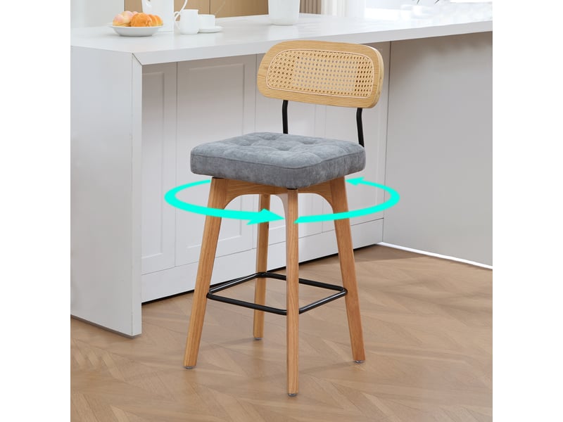  Fauteuil de salon - ensemble de 2 tabourets de bar pivotants à 360°, tabourets de bar de cuisine et de petit-déjeuner, gris  - Conforama B