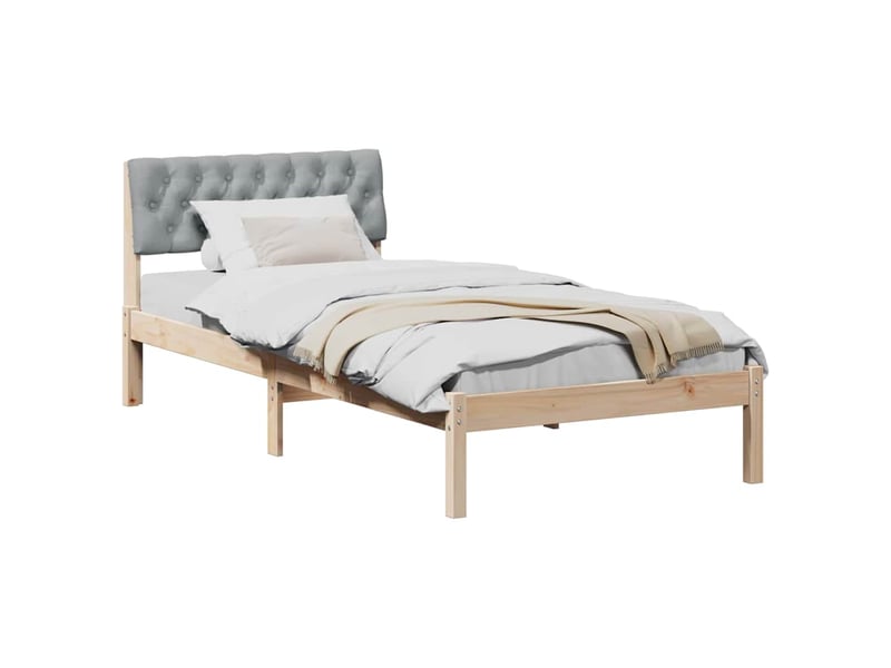  Lit simple- lit adulte -  cadre de lit avec tête de lit marron et gris clair 90 x 190 cm  - Conforama B