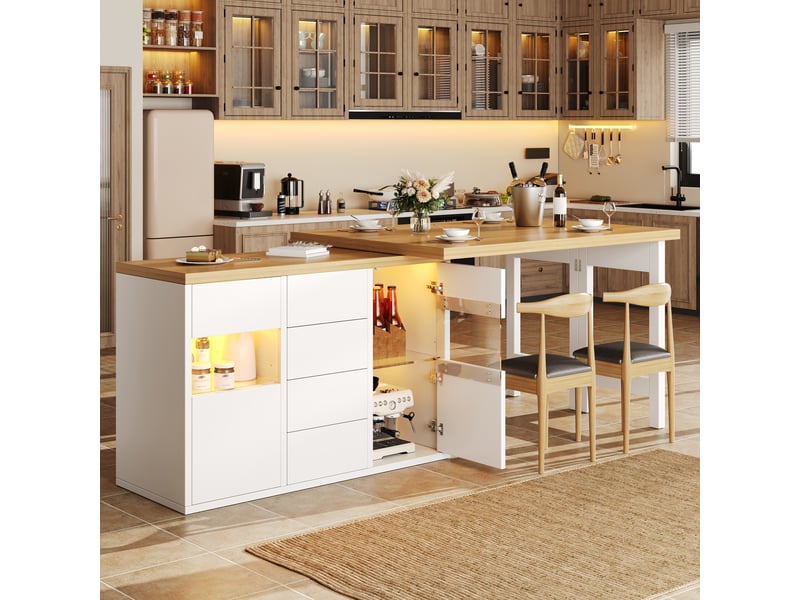 Ilot de cuisine 2 portes 4 tiroirs coloris blanc mdf - Conforama D