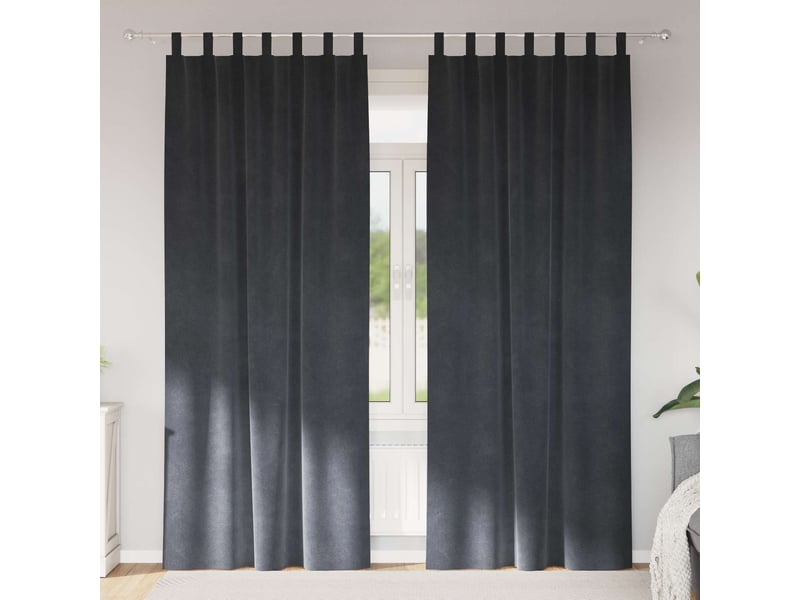  Lot de 2 rideaux, rideaux de fenêtre gris clair 140 x 245 cm velours cf44051  - Conforama B