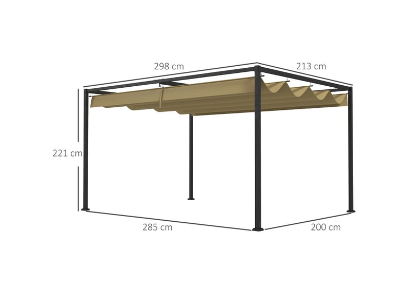  Pergola belvecourt rétractable anti-uv kaki extérieur contemporain 298x213 cm  - Conforama C