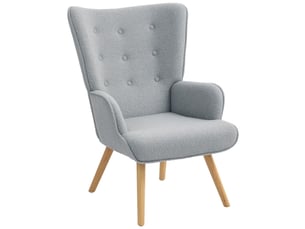 Fauteuil de salon en tissu bouclette, 71 x 74 x 96 cm, fauteuil capitonné et rembourré avec pieds en bois, gris clair