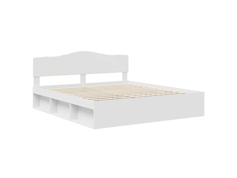 Lit double- lit adulte - cadre de lit blanc 200 x 200 cm bois de pin massif - Conforama C