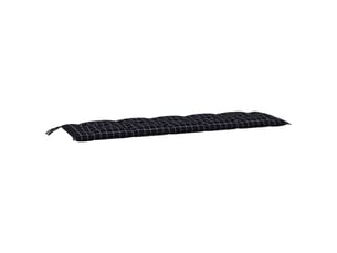 Coussin de banc de jardin, coussin d'assise carreaux noir 180x50x7cm tissu oxford cf52709