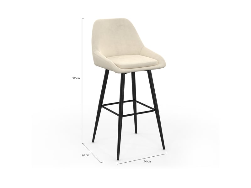 Lot de 2 tabourets de bar thalya en velours beige avec demi-accoudoirs  - Conforama E