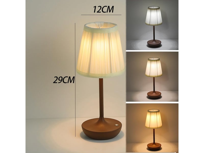  Lampe de table led sans fil rechargeable usb 1200 mah, tactile et à intensité réglable, pour intérieur et extérieur, marron  - Conforama B