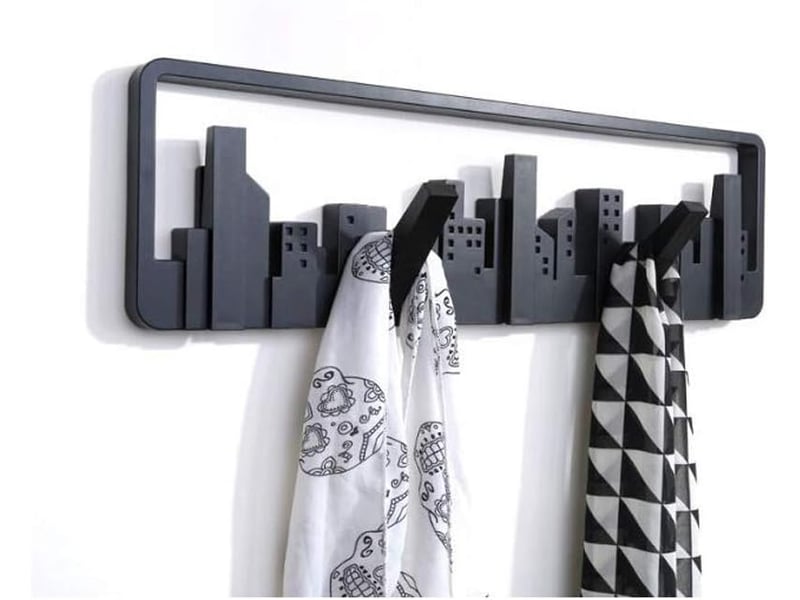 Patères murales décoratives style nordique, crochets de design élégant pour manteaux, clés et serviettes, finition de qualité pour salle de bain, noir - Conforama A