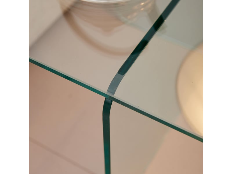 Table d’appoint transparente - lpospi - verre trempé courbé, usage intérieur extérieur, verre transparent 45 × 45 × 41 cm - Conforama E