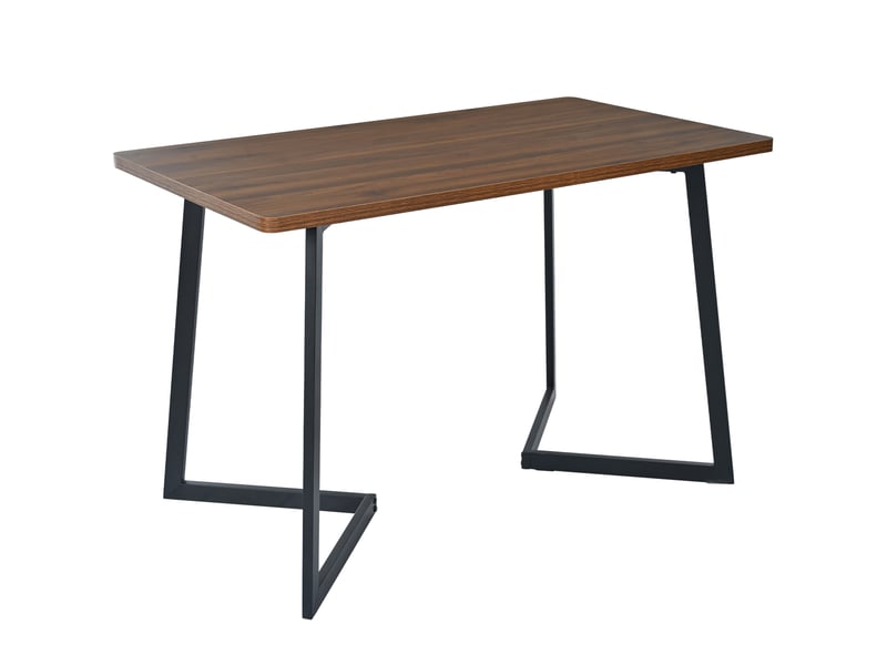  Ensemble table et 4 chaises moderne, plateau mdf bois foncé et assises en velours noir pour votre salle à manger  - Conforama E