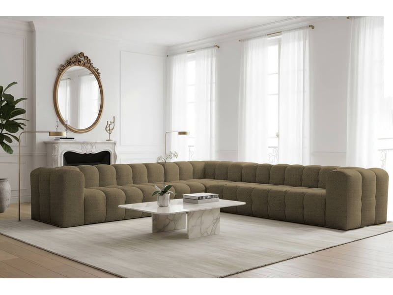 Canapé d'angle réversible miloe 8 places en tissu - vert kaki MILOE - Conforama B