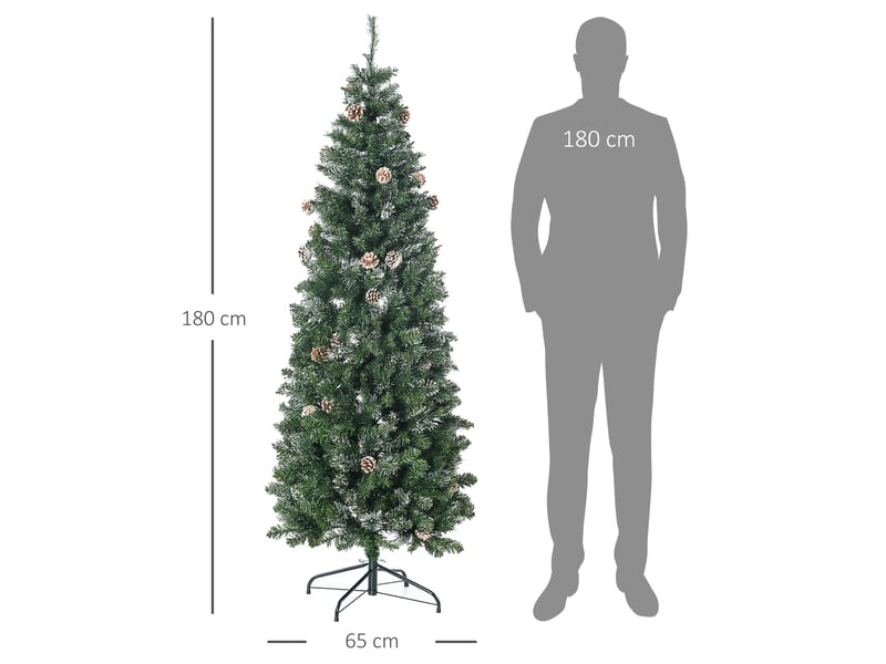  Sapin de noël artificiel avec 618 branches enneigées, support en acier, arbre de noël artificiel socle pliable en acier  - Conforama C