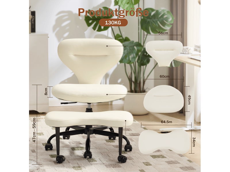  Chaise de bureau 67x80x84 cm pivotante réglable blanche  - Conforama D