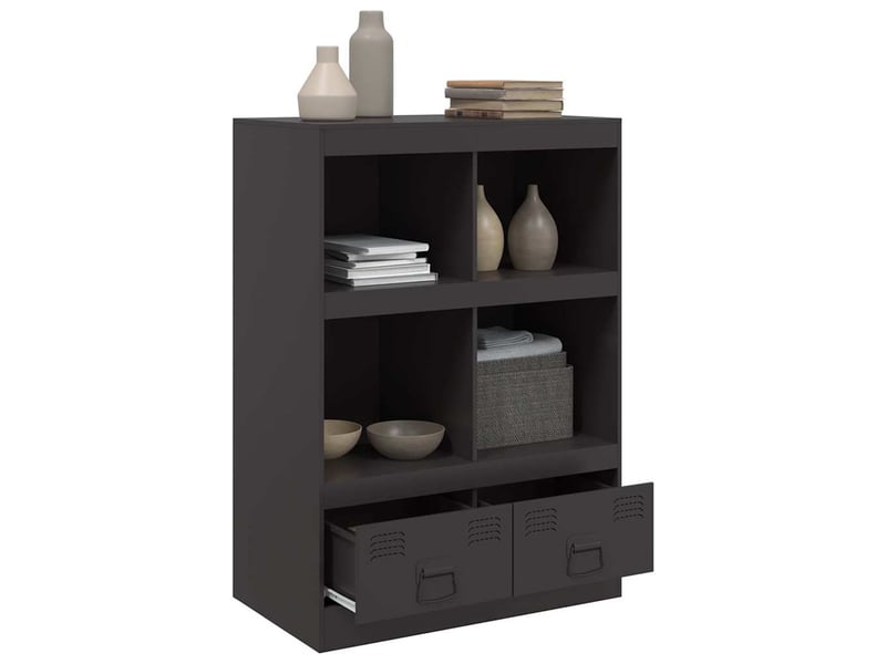  Buffet haut - bahut - meuble de rangement noir 67x39x95 cm acier  - Conforama E