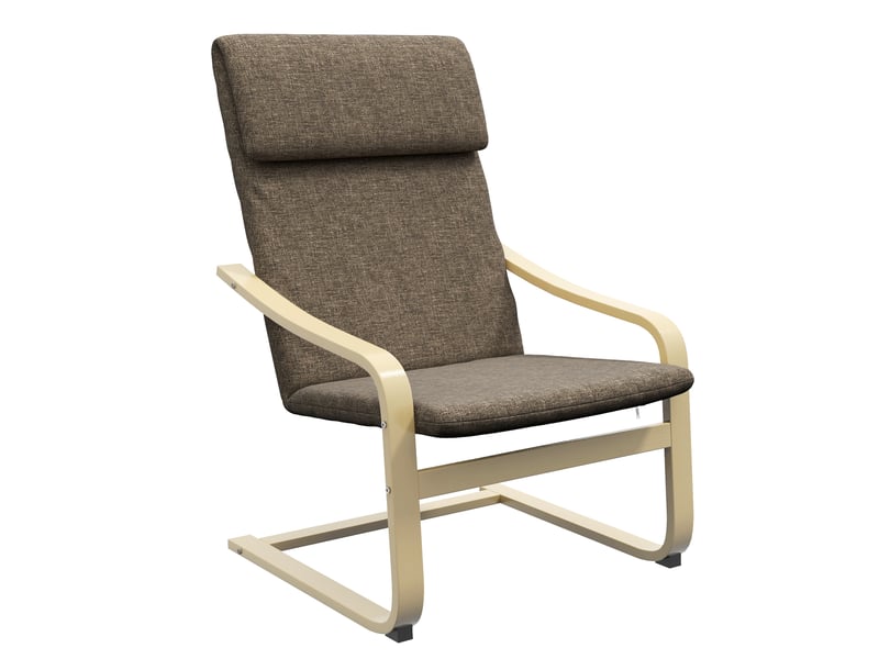  Fauteuil avec appui-tête et accoudoirs aspect lin marron et naturel 65 x 79 x 98 cm  - Conforama A