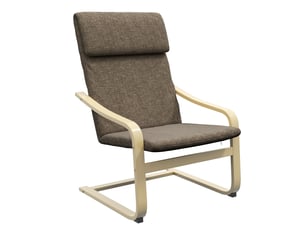 Fauteuil avec appui-tête et accoudoirs aspect lin marron et naturel 65 x 79 x 98 cm