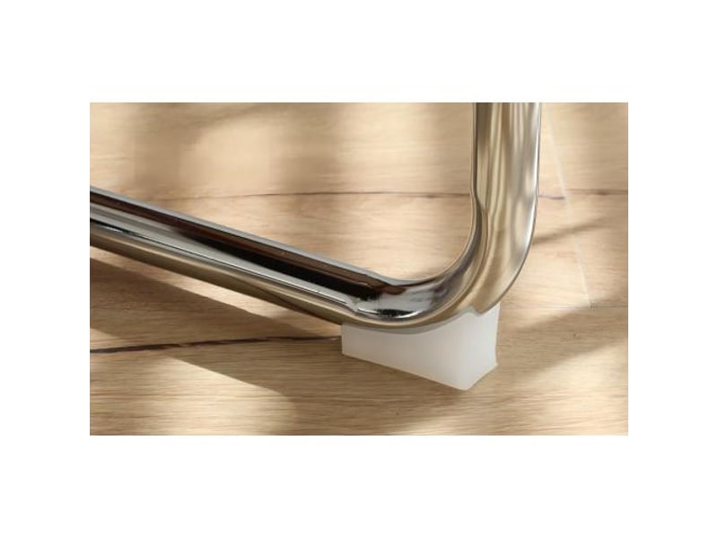  Ensemble de 2 chaises de salle à manger en simili cuir, pieds chromés – style mid-century breuer, capitonnées  - Conforama E