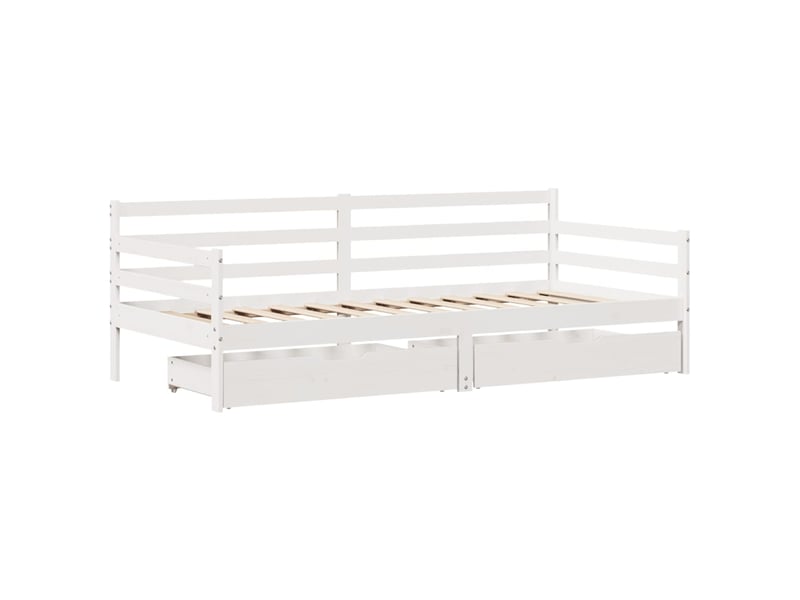  Lit simple- lit adulte -  lit de jour et tiroirs sans matelas blanc 90x200 cm bois massif  - Conforama B