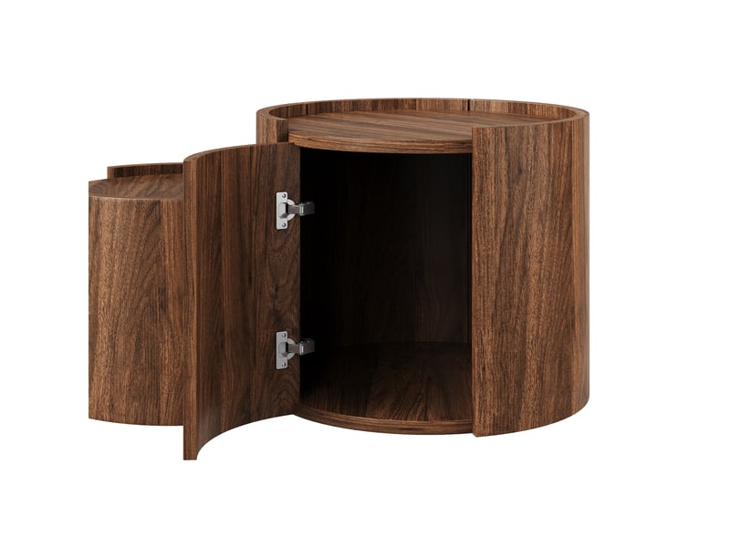  Table basse avec rangement, tiroirs intégrés et portes incurvées, décor noyer  - Conforama E