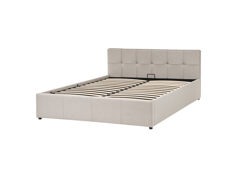  Lit ottoman lauresses tissu taupe 140 x 200 cm  - Conforama D