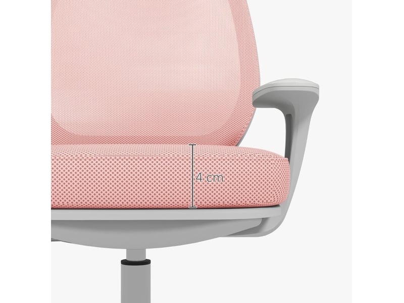  Chaise de bureau ergonomique rose réglable en hauteur avec dossier en maille et roulettes verrouillables  - Conforama D