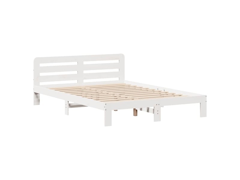  Lit double- lit adulte -  cadre de lit sans matelas blanc 150x200 cm bois de pin massif  - Conforama D