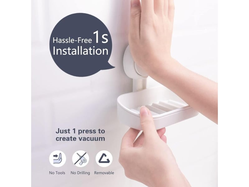  Porte savon à ventouse savon sans perçage &amp; réutilisable 1 seconde d'installation porte savon douche charge 5kg impérable support pour carrelage  - Conforama B