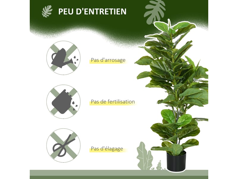  Lot de 2 plantes artificielles figuiers artificiels à feuilles arbre artificiel avec pot hauteur inclus 110 cm vert  - Conforama E