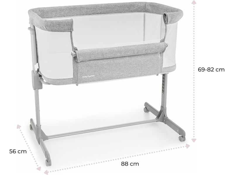 Lit bébé cododo 3 en 1, lit parapluie pliable jusqu'à 9 kg, réglage hauteur 7 niveaux, 4 roues, paroi latérale amovible, lit d'appoint peut s'incline - Conforama D